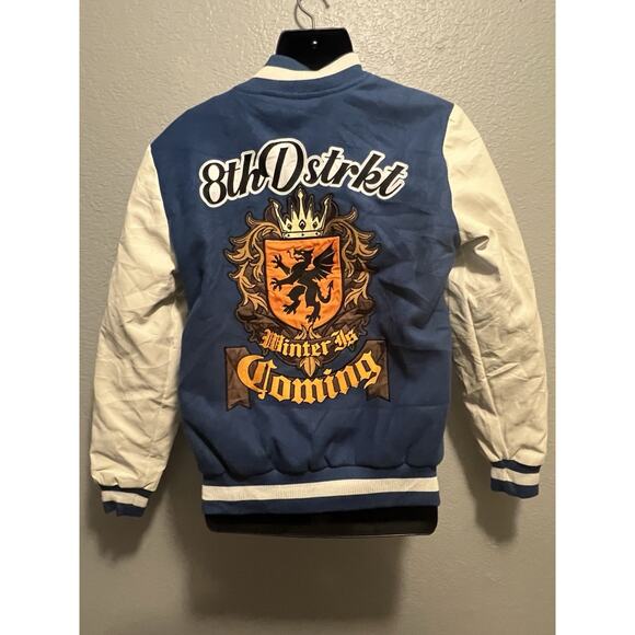 LOTR 8ighth Dstrkt Mens Royal Blue Long Sleeve Snap Bomber Jacket Size M - Picture 10 of 12